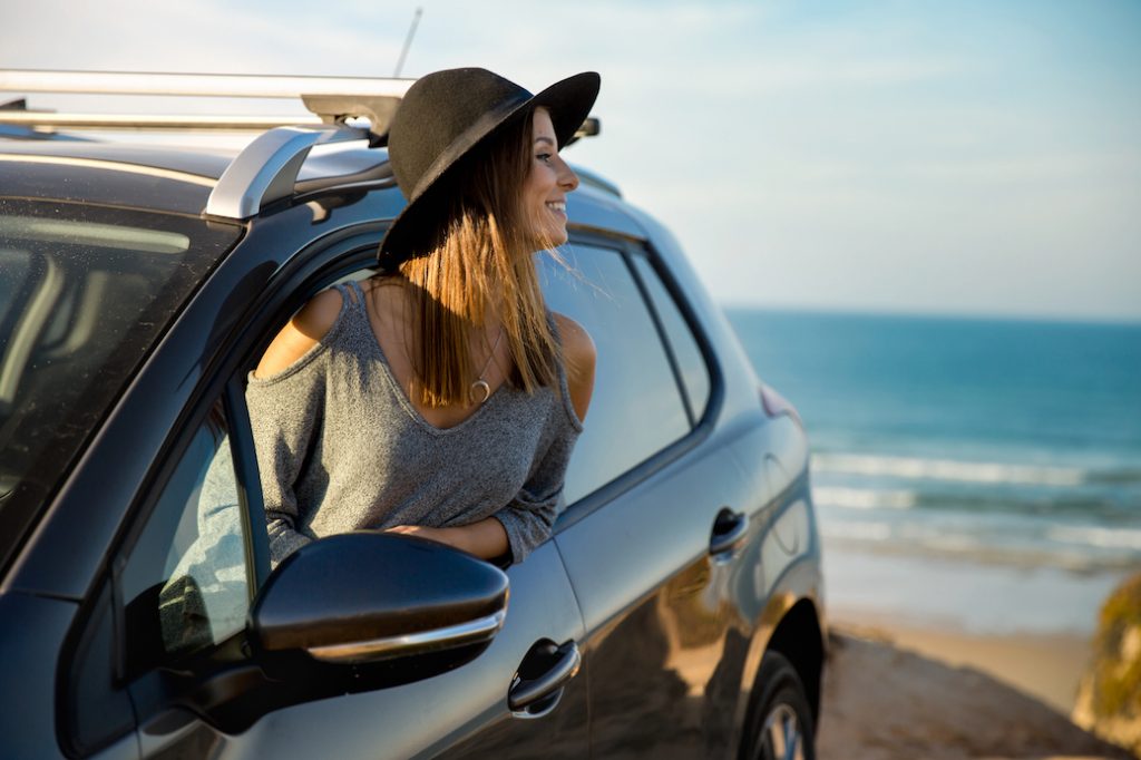 Car Rental Costa Rica Beach pretty woman enjoying vacation